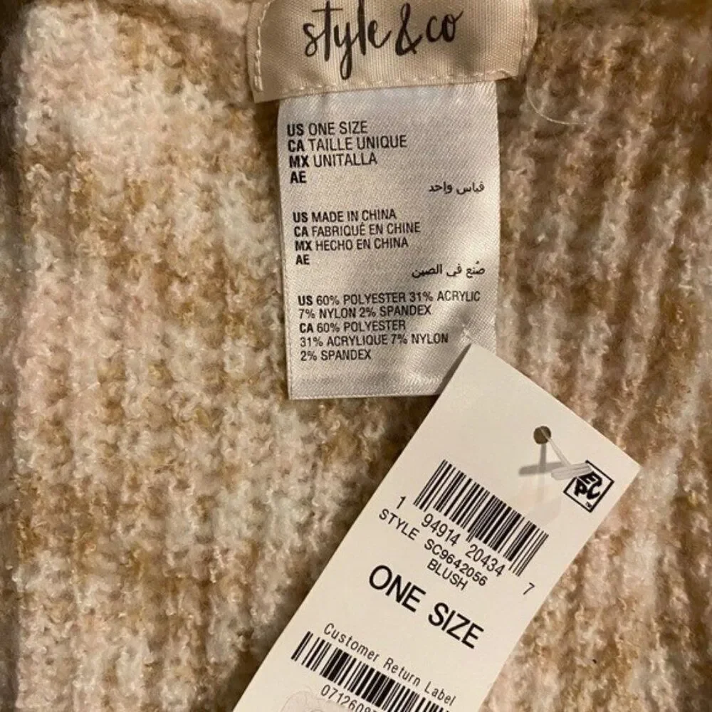 Style & Co Blush Pink Rib Marled Loop Infinity Scarf Women's One Size NWT